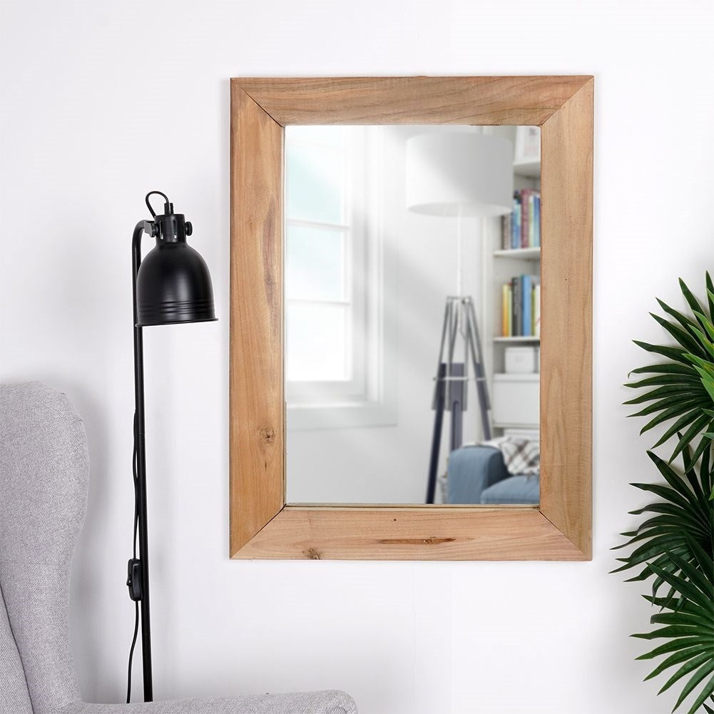 Rectangular mirror in recycled wood for wall mounting