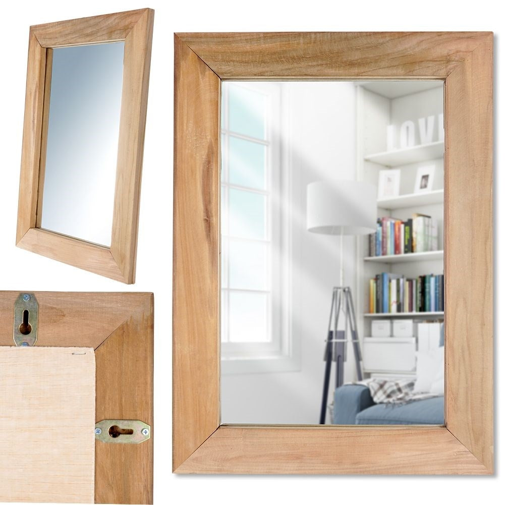 Rectangular mirror in recycled wood for wall mounting