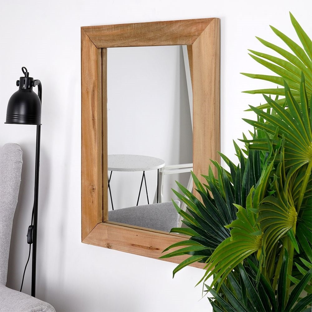 Rectangular mirror in recycled wood for wall mounting