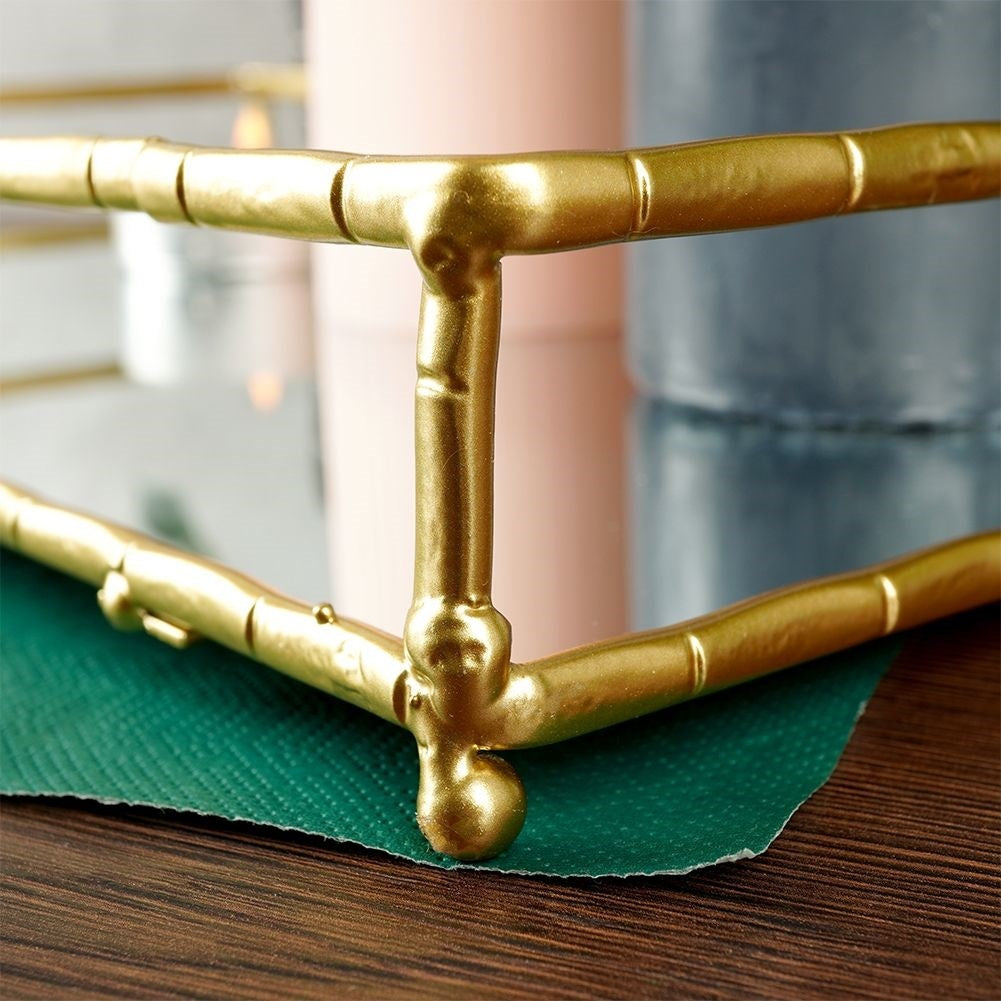 Rectangular mirror tray 30.5x17 cm in gold and mirror glass