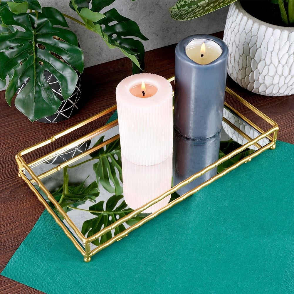 Rectangular mirror tray 30.5x17 cm in gold and mirror glass