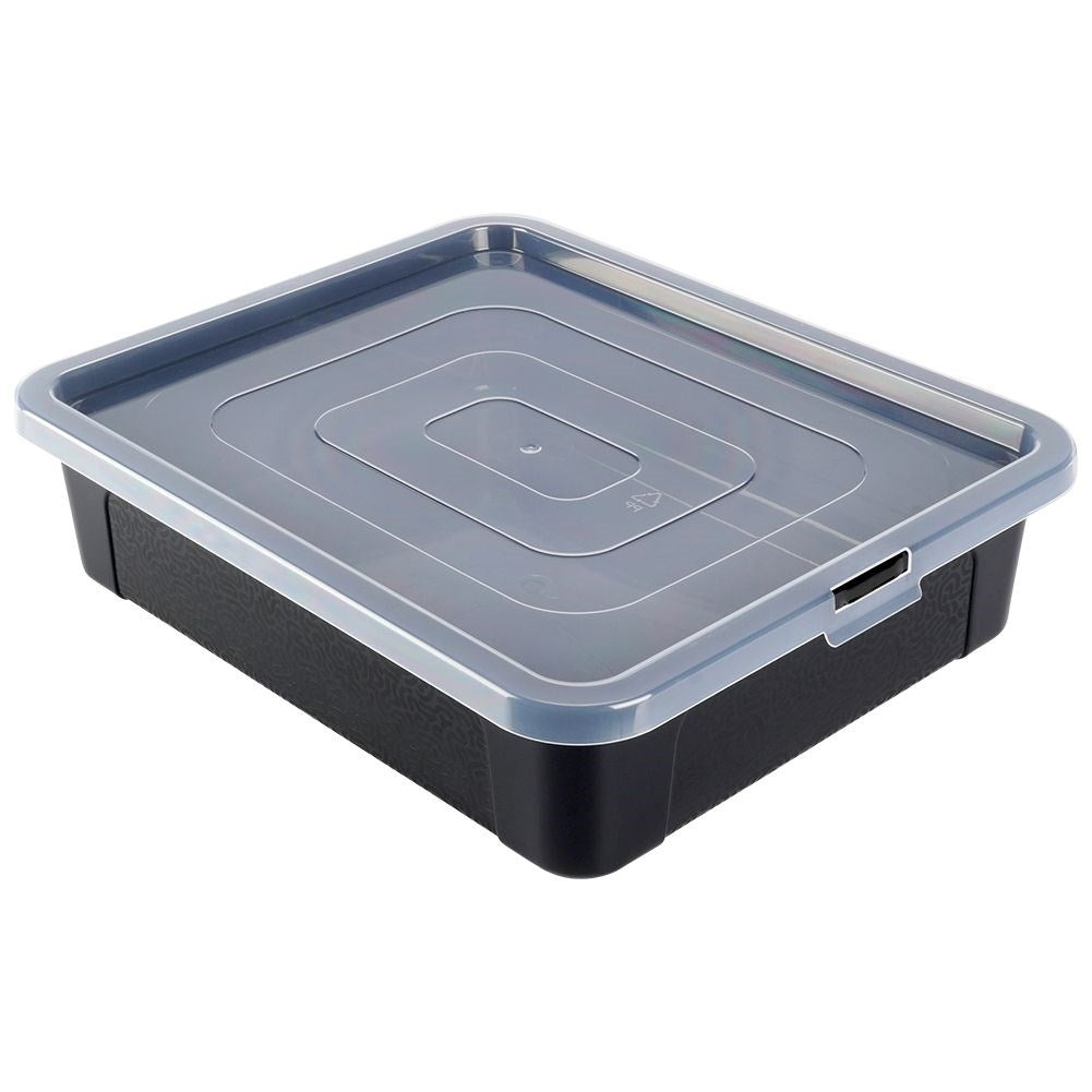 Rectangular plastic cookie container with transparent lid