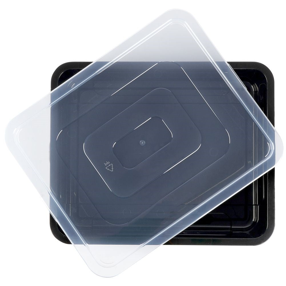 Rectangular plastic cookie container with transparent lid