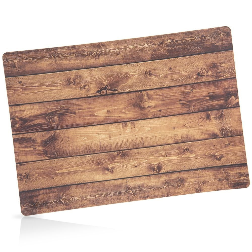 Rectangular plastic kitchen mat with wood imitation for stylish table setting