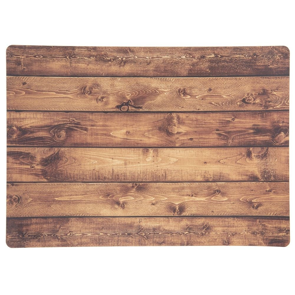 Rectangular plastic kitchen mat with wood imitation for stylish table setting