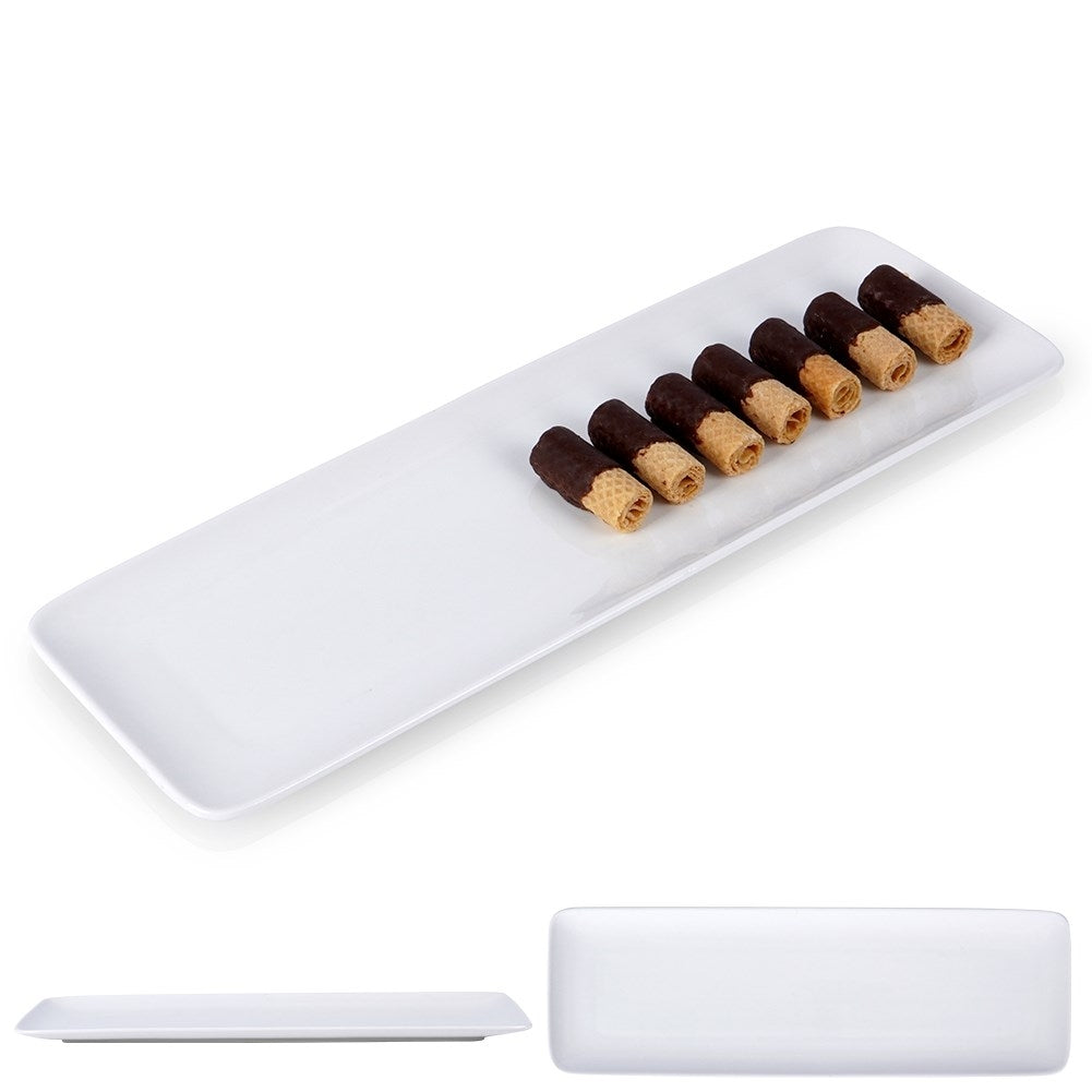 Rectangular porcelain dish for food and desserts