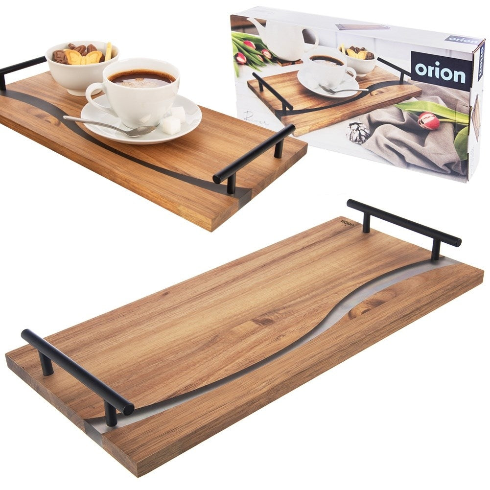 Rectangular serving tray in durable acacia wood