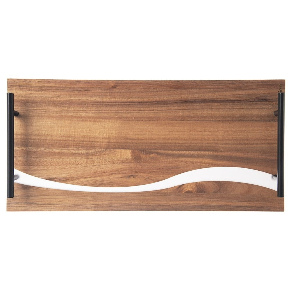 Rectangular serving tray in durable acacia wood