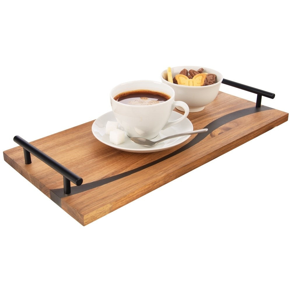 Rectangular serving tray in durable acacia wood