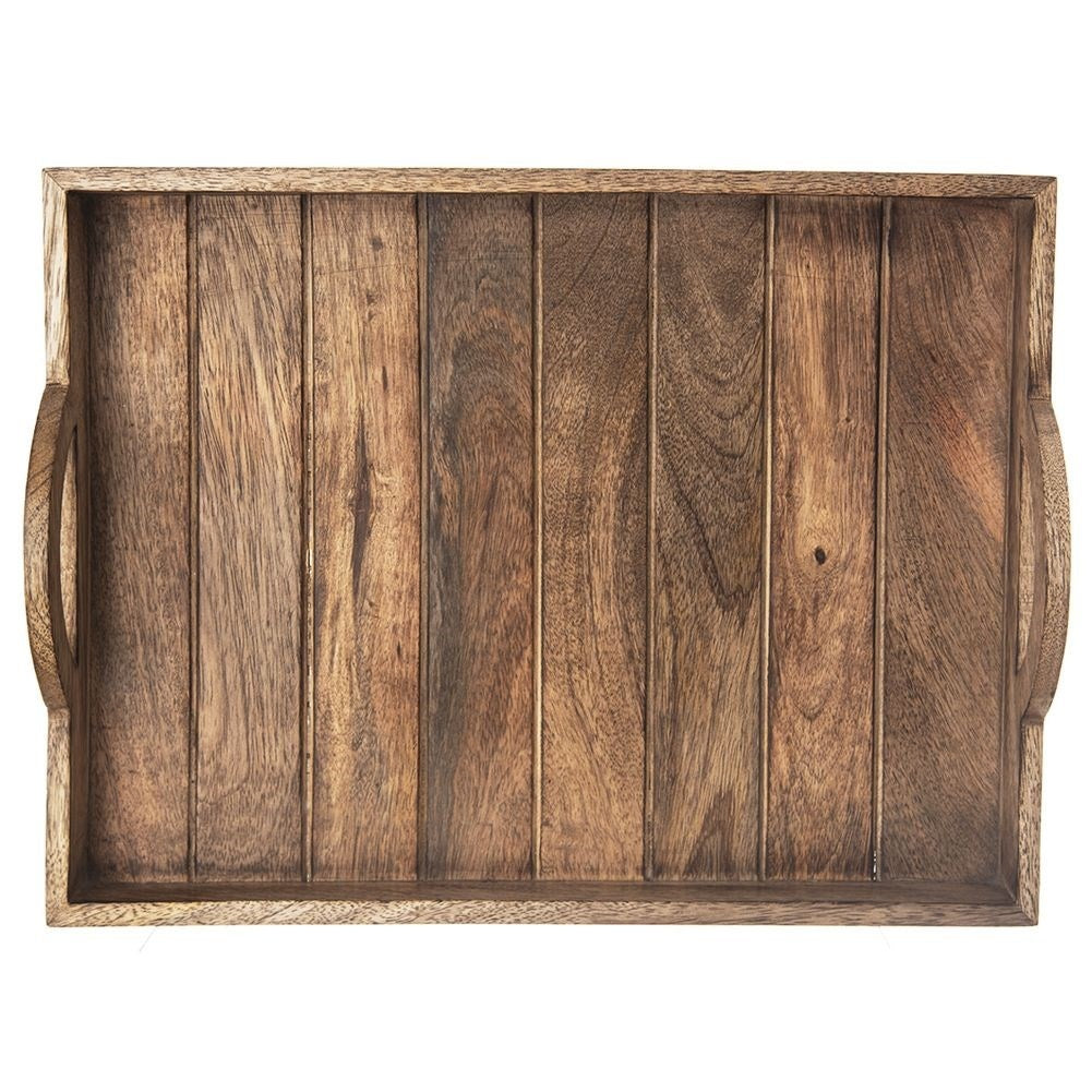 Rectangular serving tray in mango wood with handle