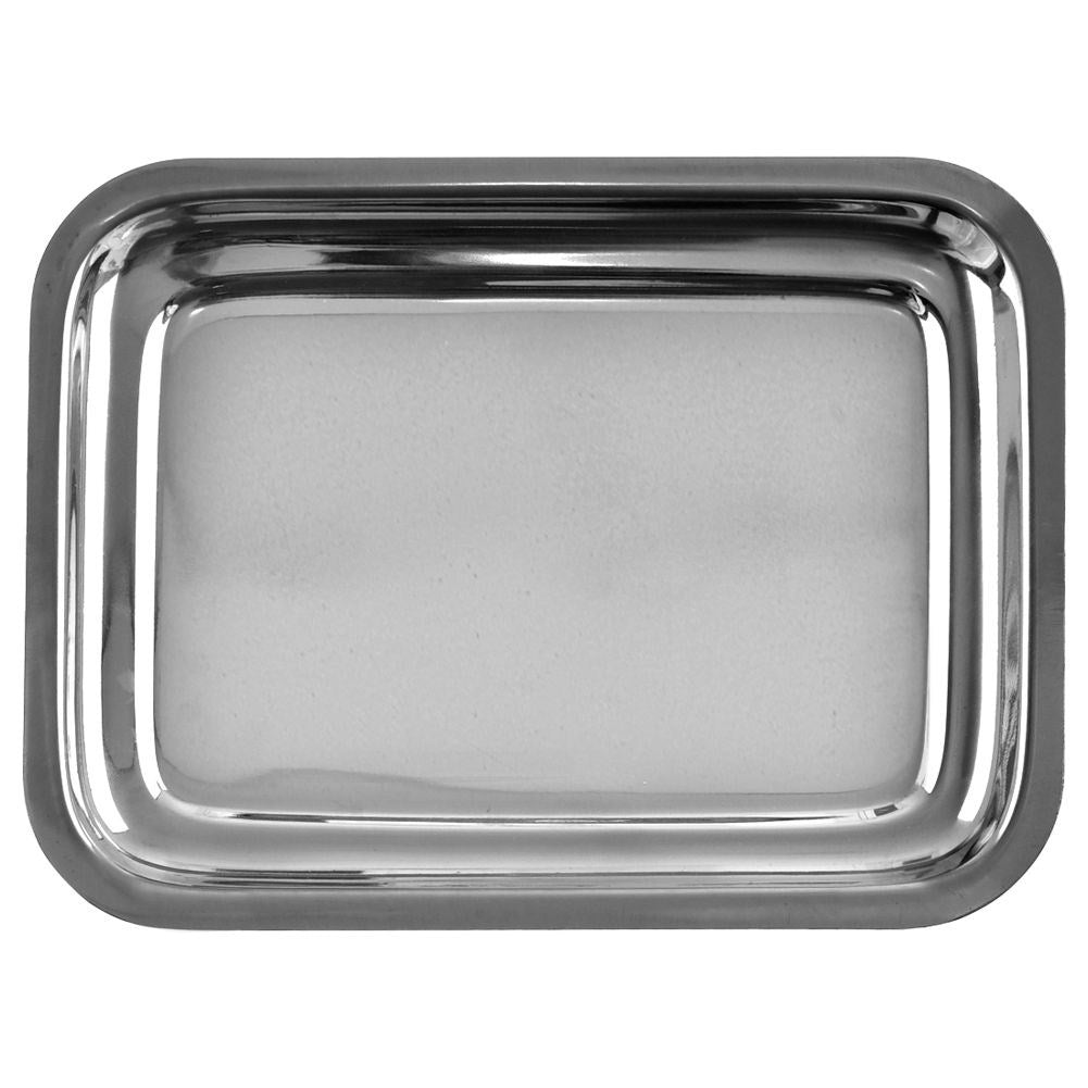Rectangular serving tray in stainless steel, high gloss polishing