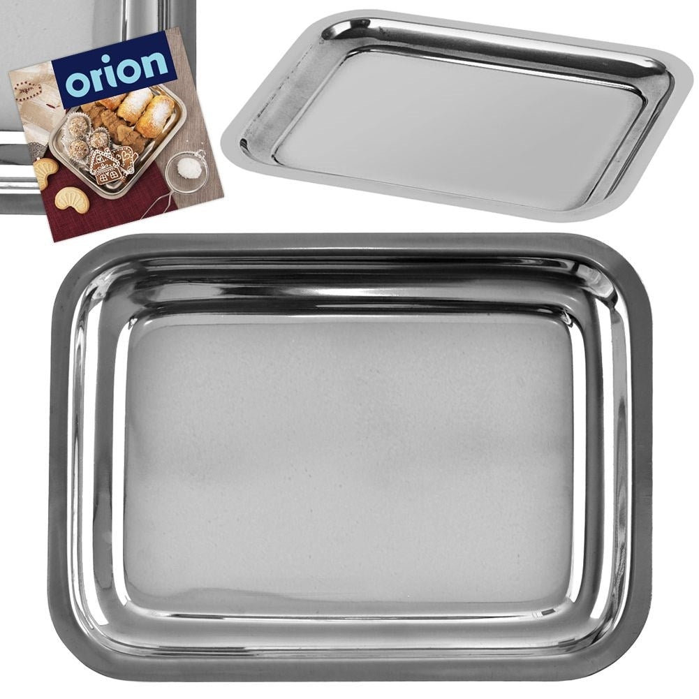 Rectangular serving tray in stainless steel, high gloss polishing