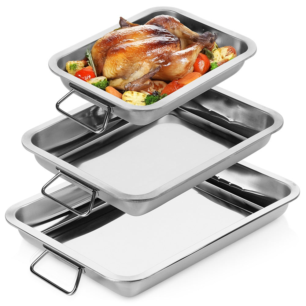 Rectangular steel roasting pan 3 pcs.
