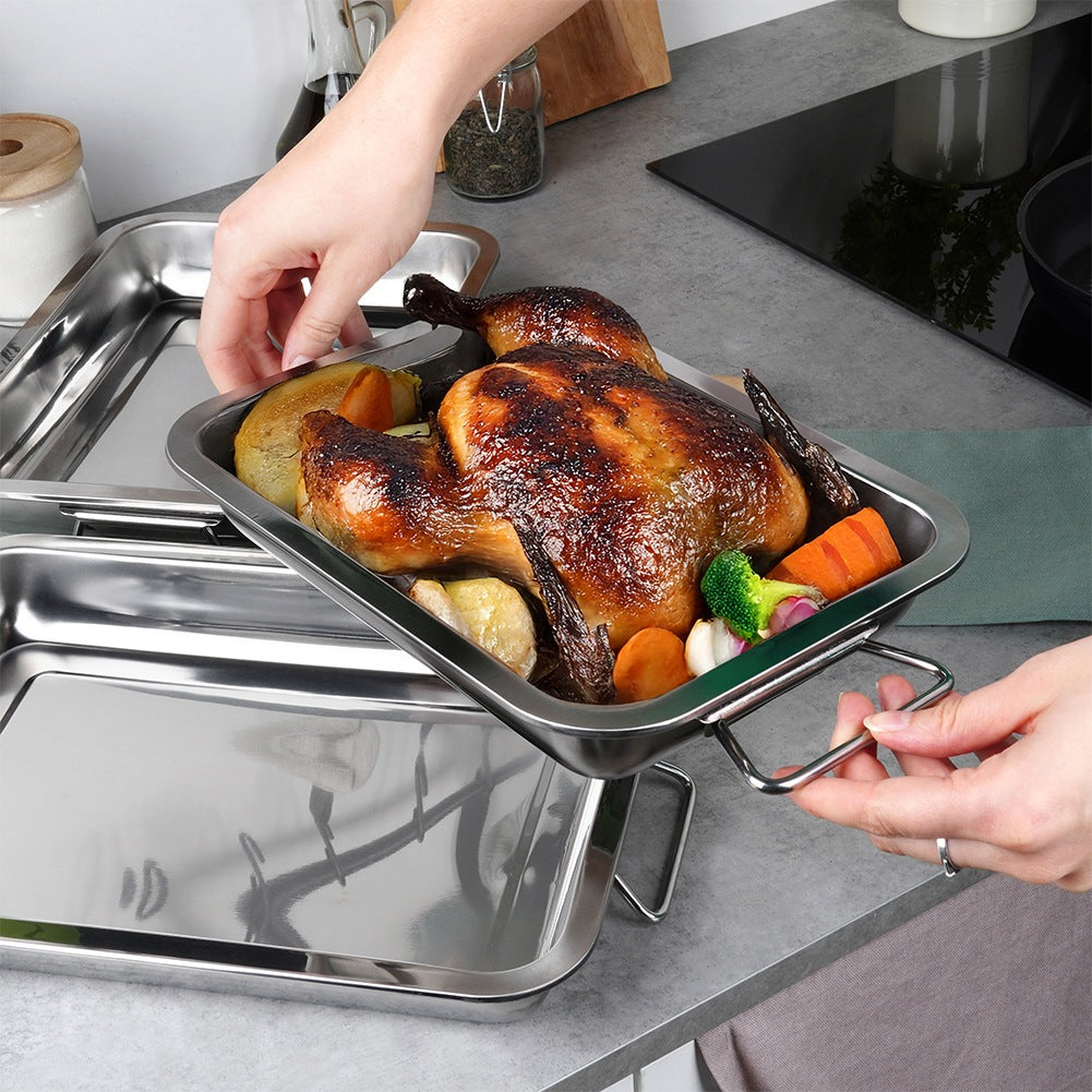 Rectangular steel roasting pan 3 pcs.