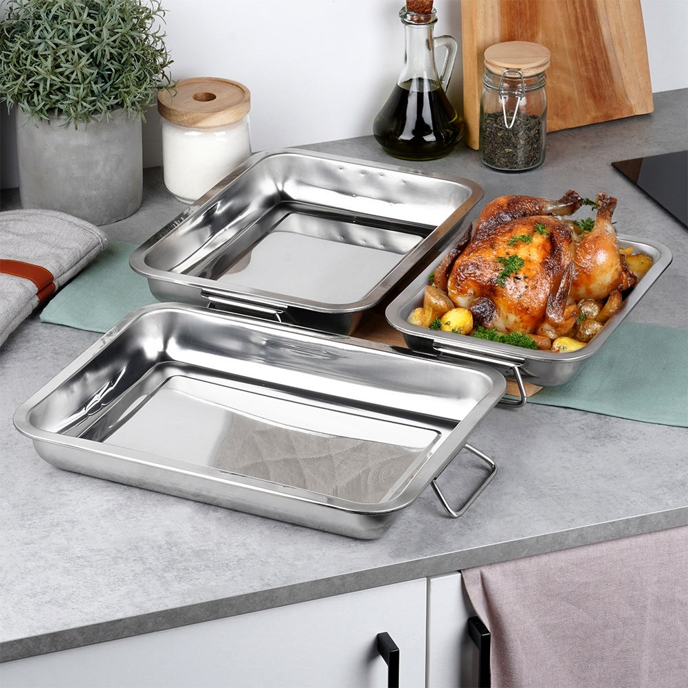 Rectangular steel roasting pan 3 pcs.