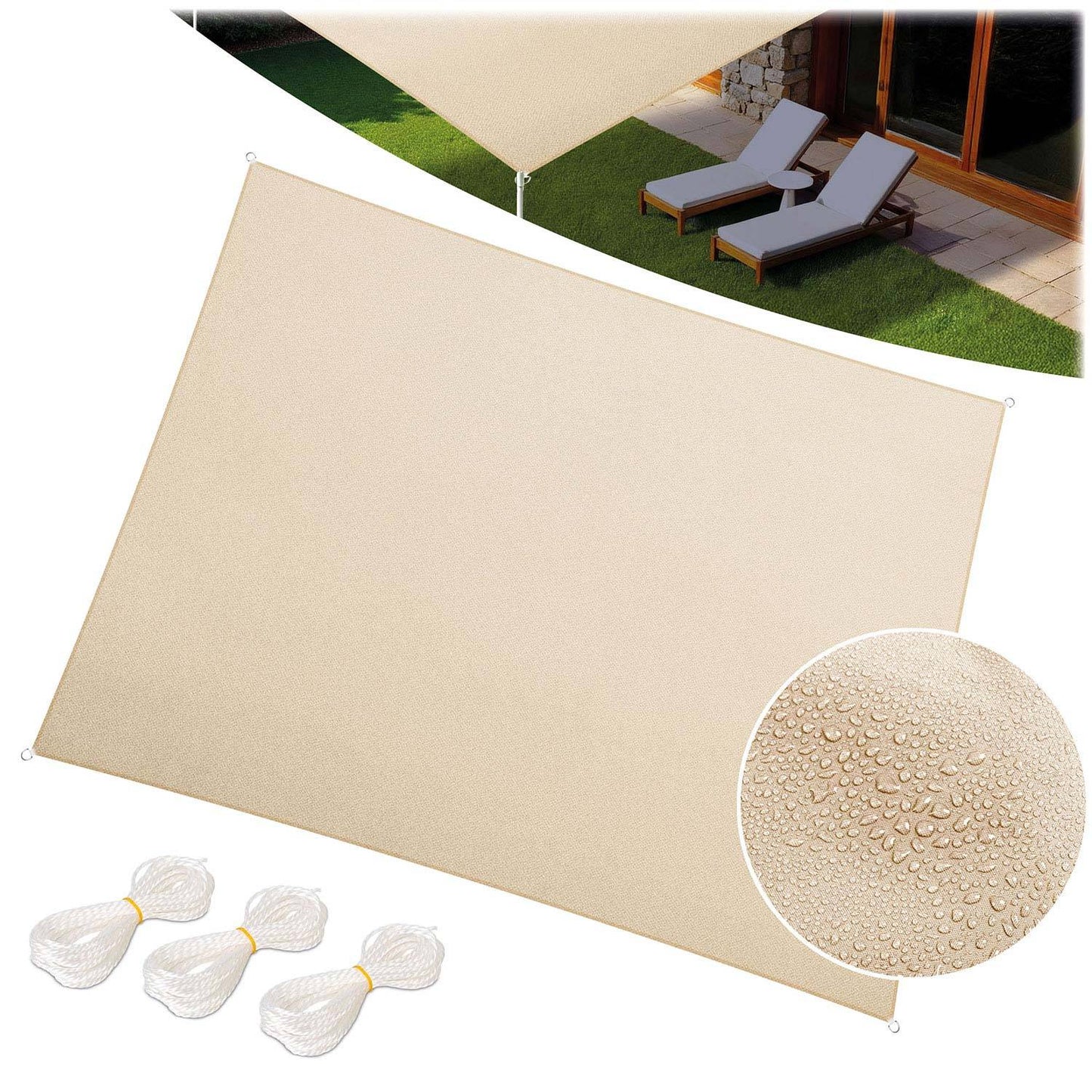 Rectangular sunshade sail 3x4m Plonos PL-885 beige