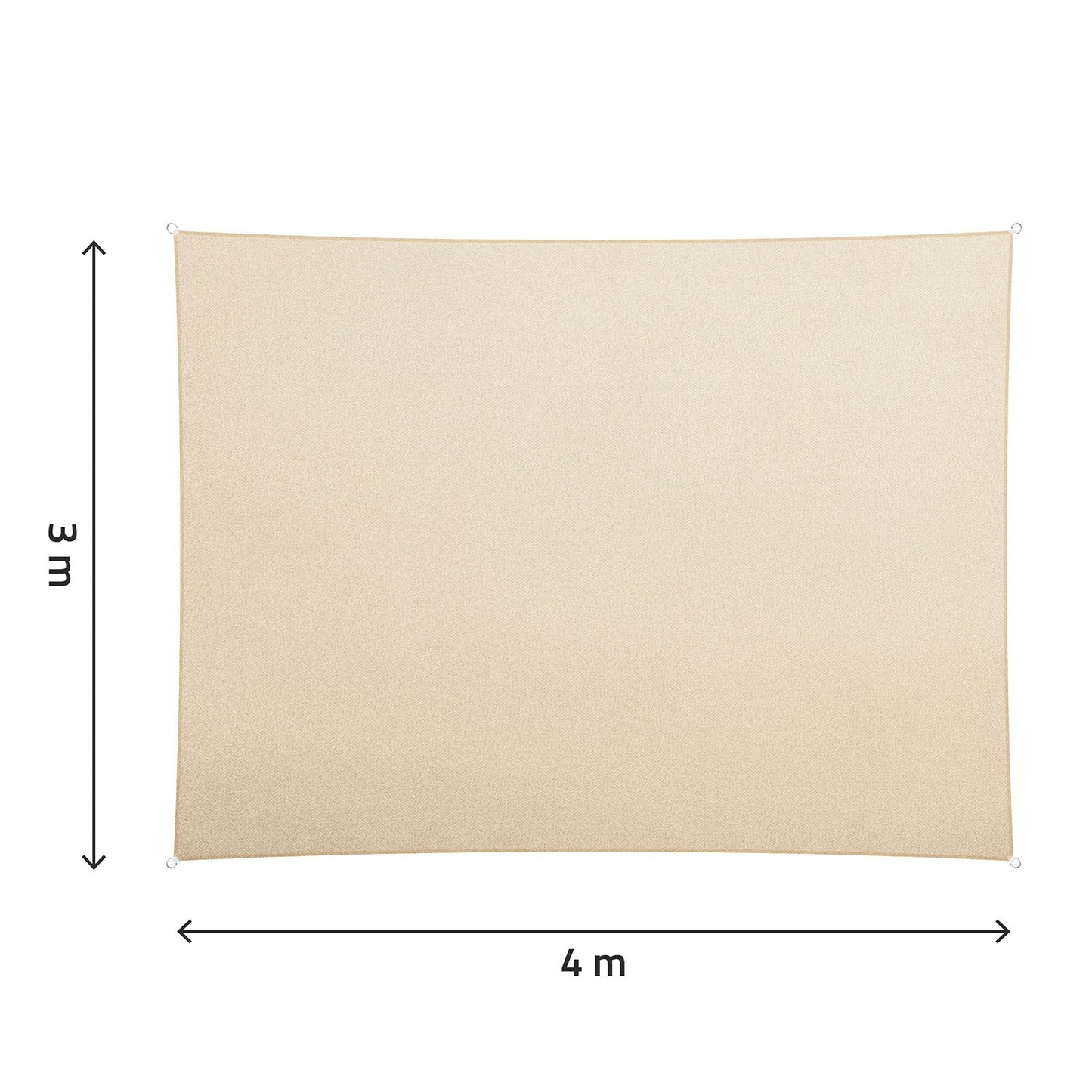 Rectangular sunshade sail 3x4m Plonos PL-885 beige