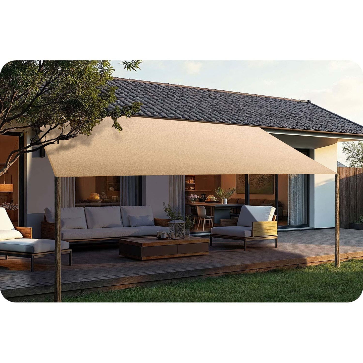 Rectangular sunshade sail 3x4m Plonos PL-885 beige