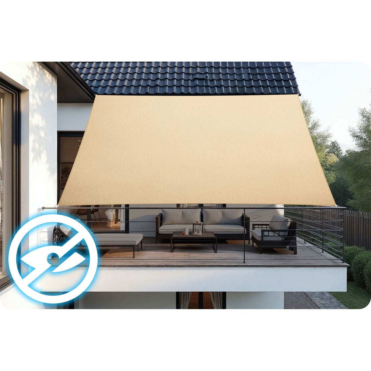 Rectangular sunshade sail 3x4m Plonos PL-885 beige