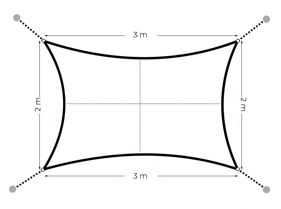 Rectangular sunshade sail waterproof canopy 2x3m ModernHome - gray