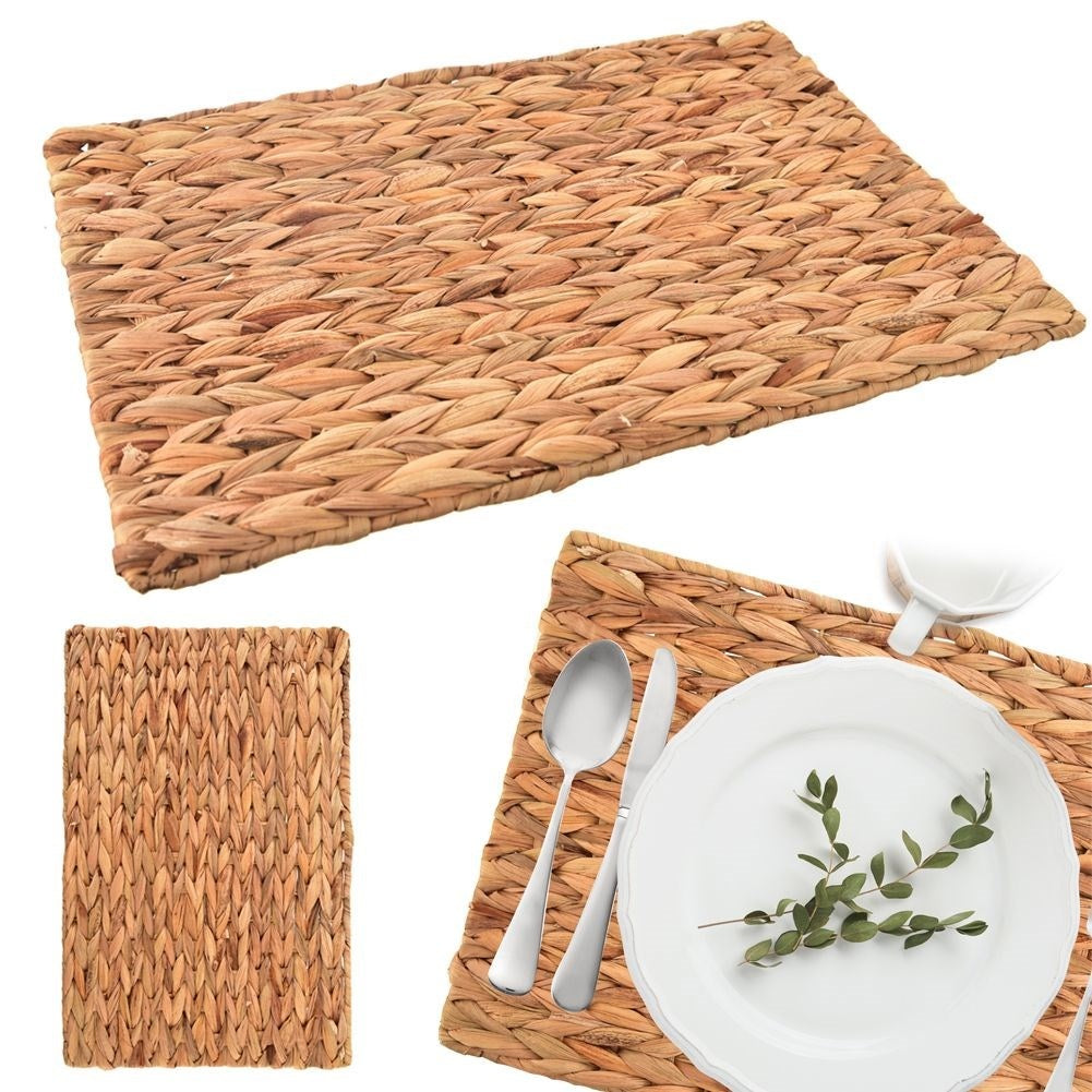 Rectangular table tray in seaweed with metal frame