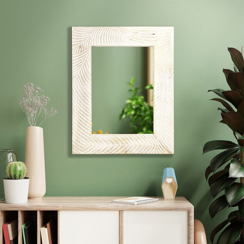 Rectangular wall mirror 50x40 cm in elegant mango wood
