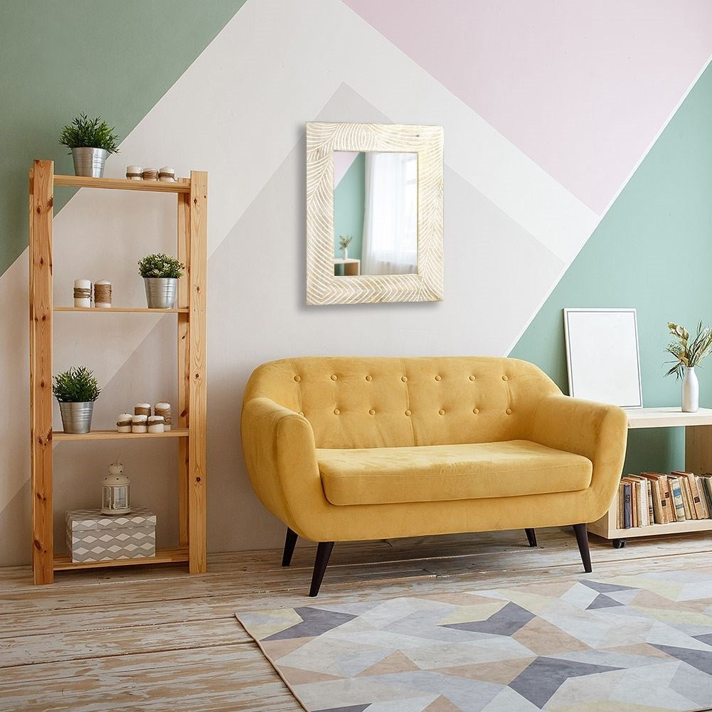 Rectangular wall mirror 50x40 cm in elegant mango wood