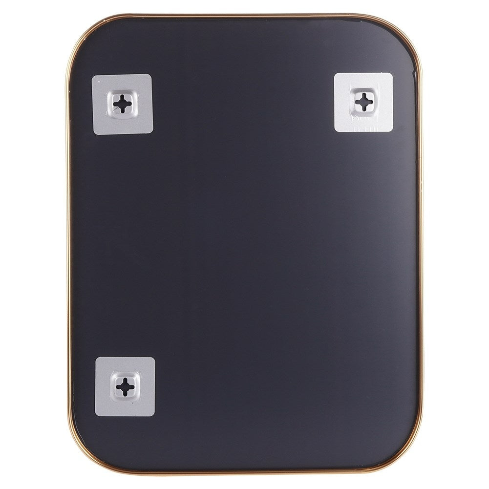 Rectangular wall mirror with gold frame and rounded corners