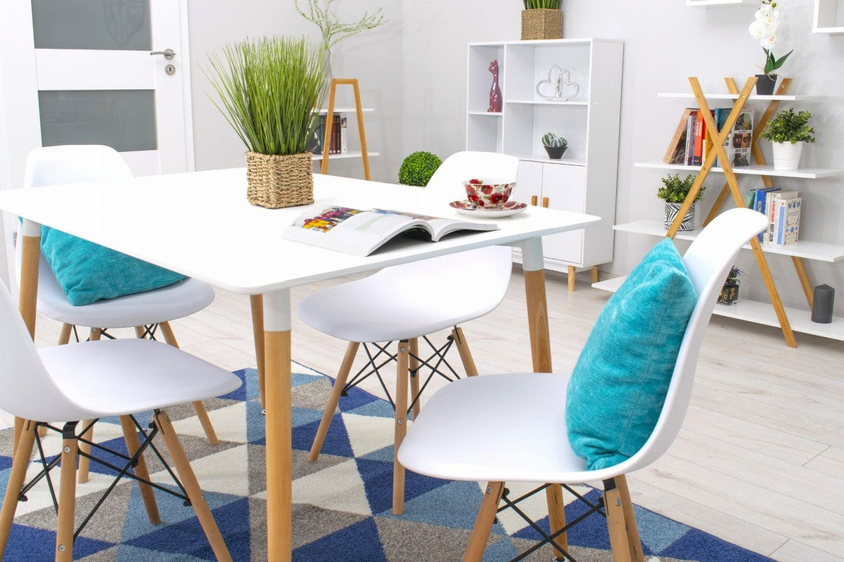 Rectangular wooden dining table 120cm x 80cm - white