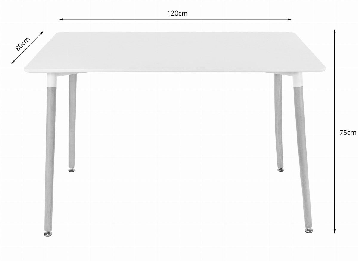 Rectangular wooden dining table 120cm x 80cm - white