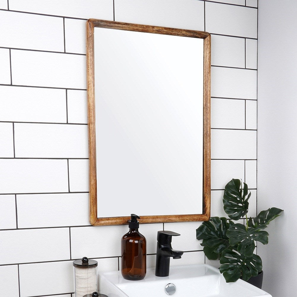 Rectangular wooden wall mirror 40x60 cm