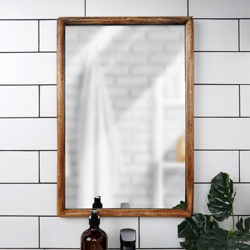 Rectangular wooden wall mirror 40x60 cm