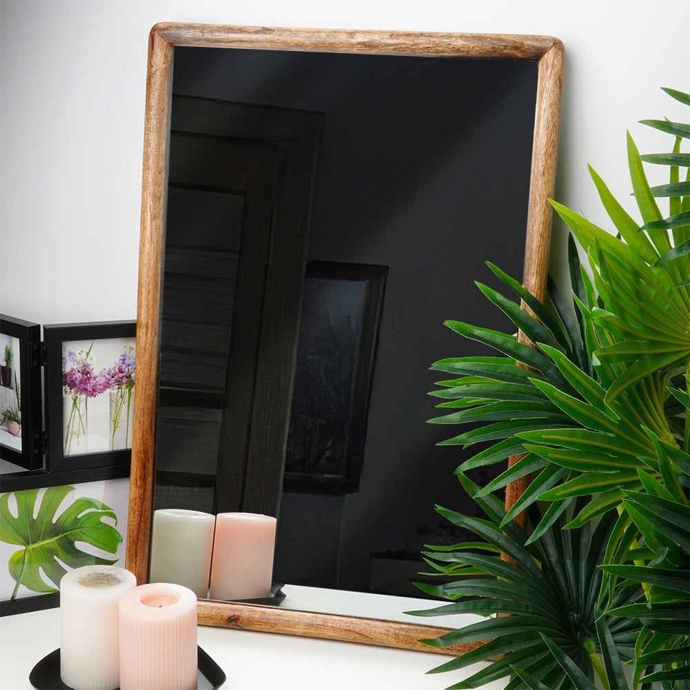 Rectangular wooden wall mirror 40x60 cm