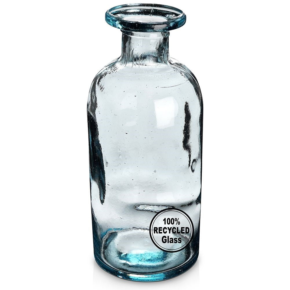 Recycled Blue Glass Vase for Flowers and Decoration