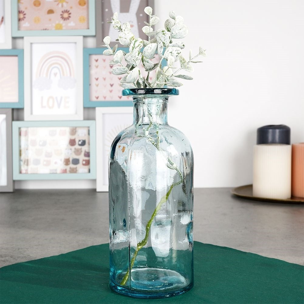 Recycled Blue Glass Vase for Flowers and Decoration