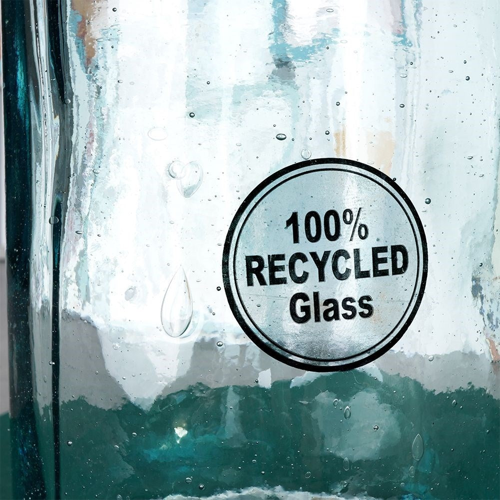 Recycled Blue Glass Vase for Flowers and Decoration