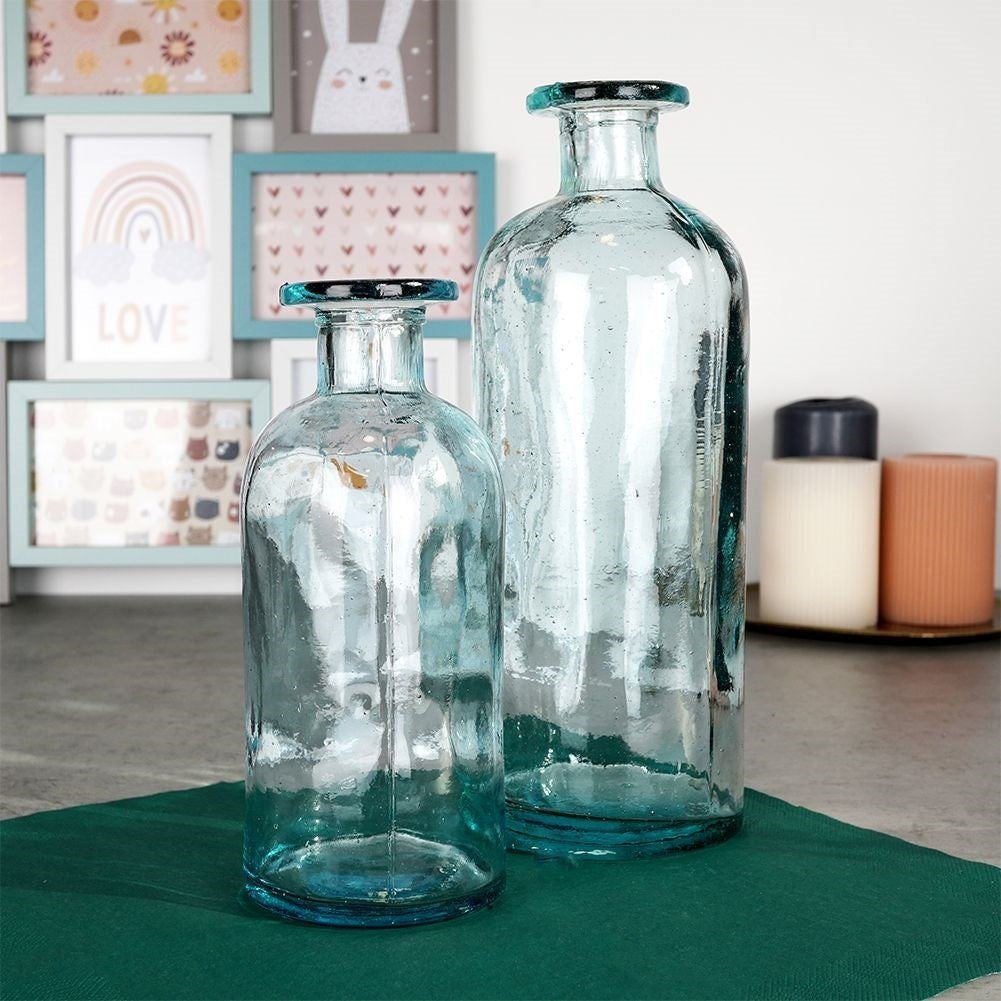 Recycled Blue Glass Vase for Flowers and Decoration