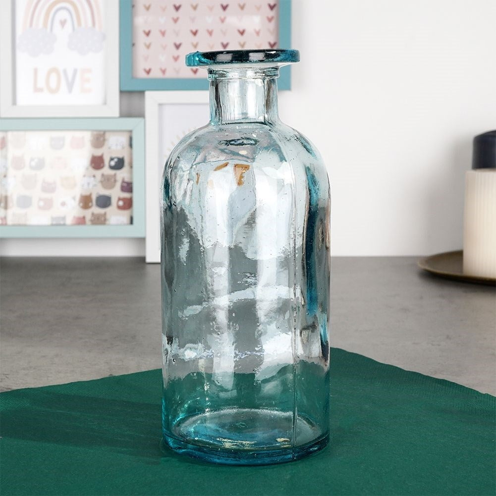 Recycled Blue Glass Vase for Flowers and Decoration