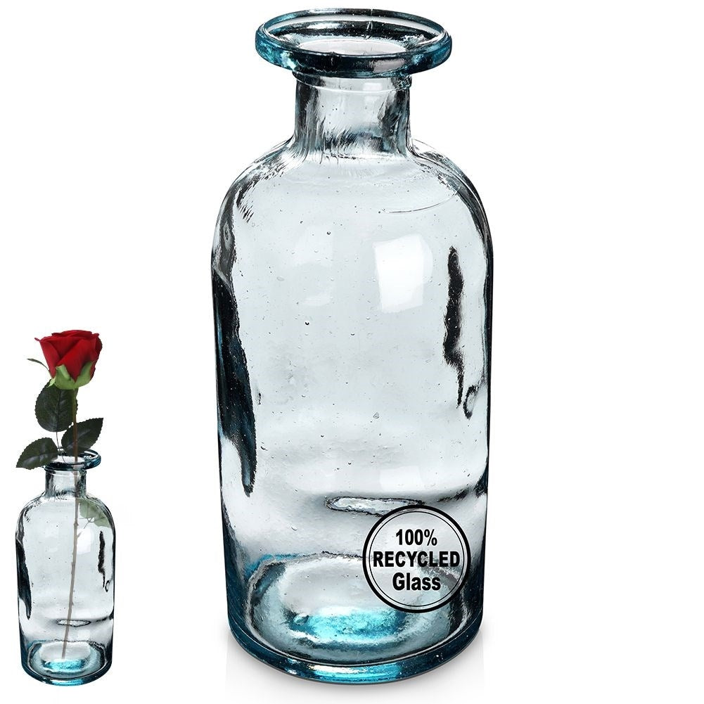 Recycled Blue Glass Vase for Flowers and Decoration