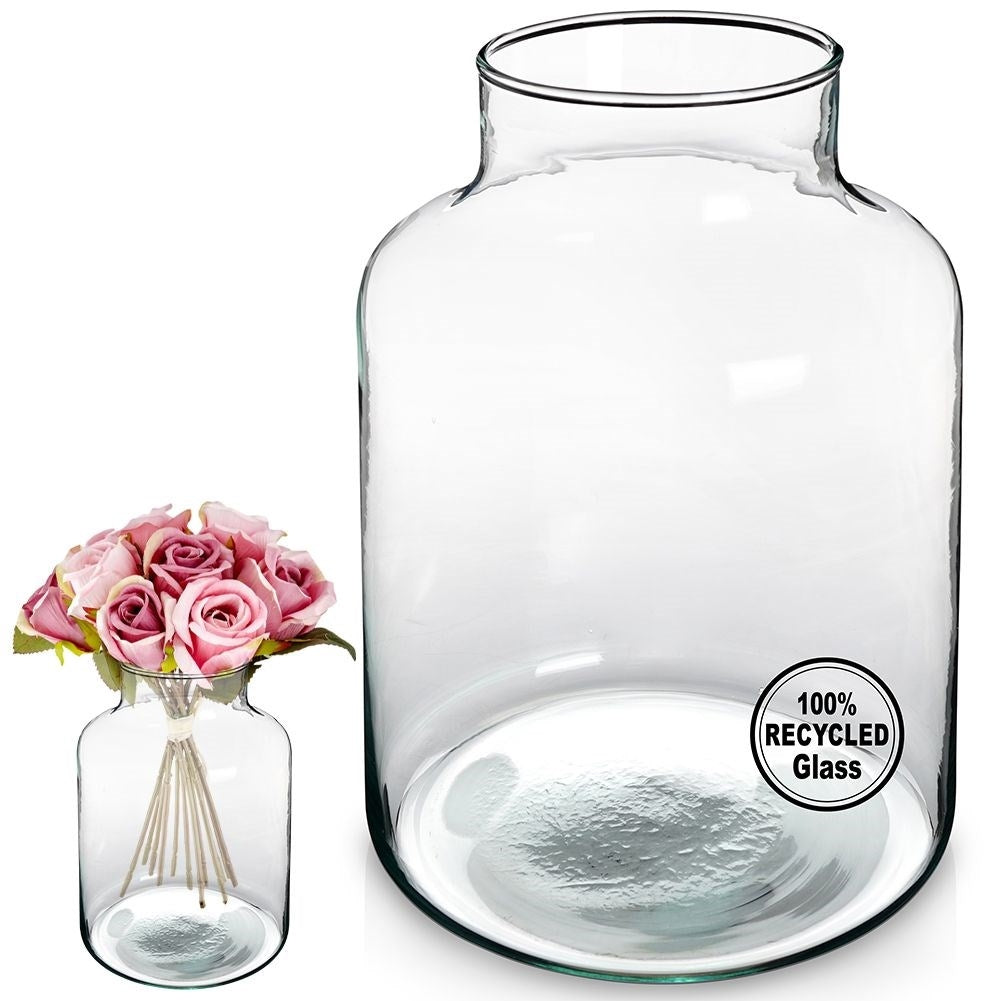 Recycled Glass Vase in Blue for Flowers and Decoration