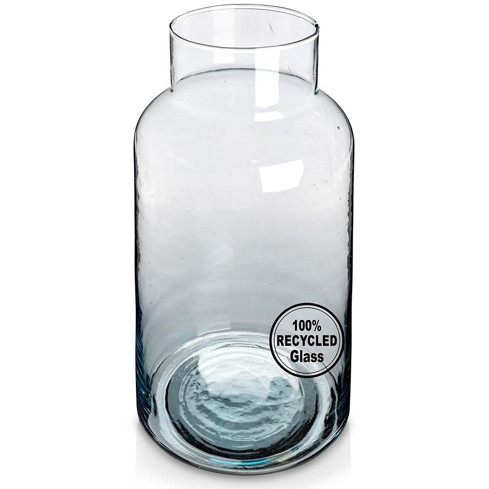Recycled blue glass vase for fresh and artificial flowers