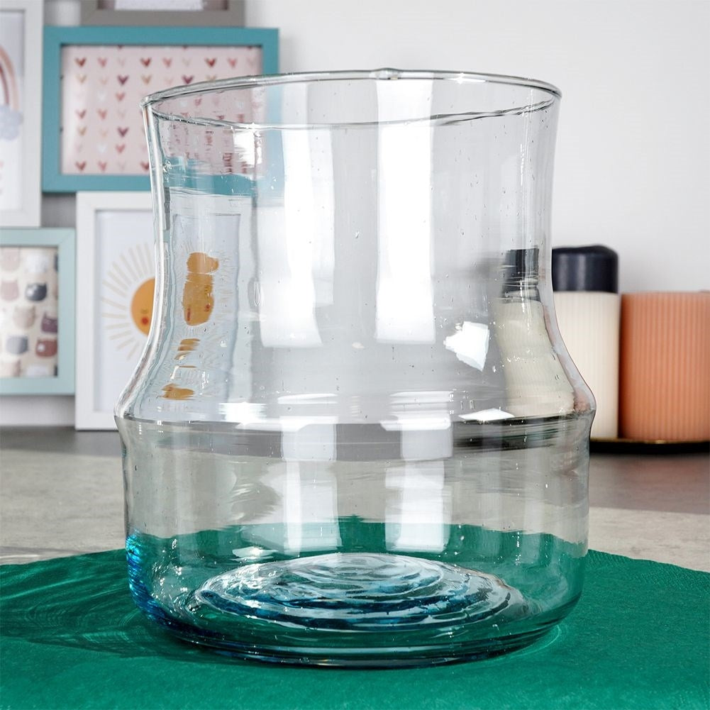 Recycled blue glass vase for fresh and artificial flowers