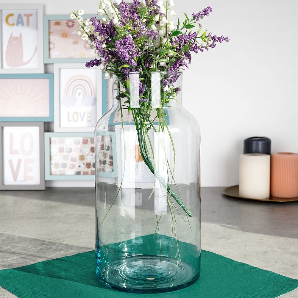 Recycled blue glass vase for fresh and artificial flowers