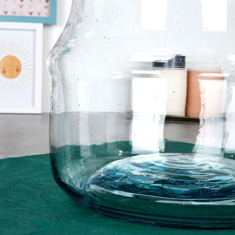Recycled blue glass vase for fresh and artificial flowers