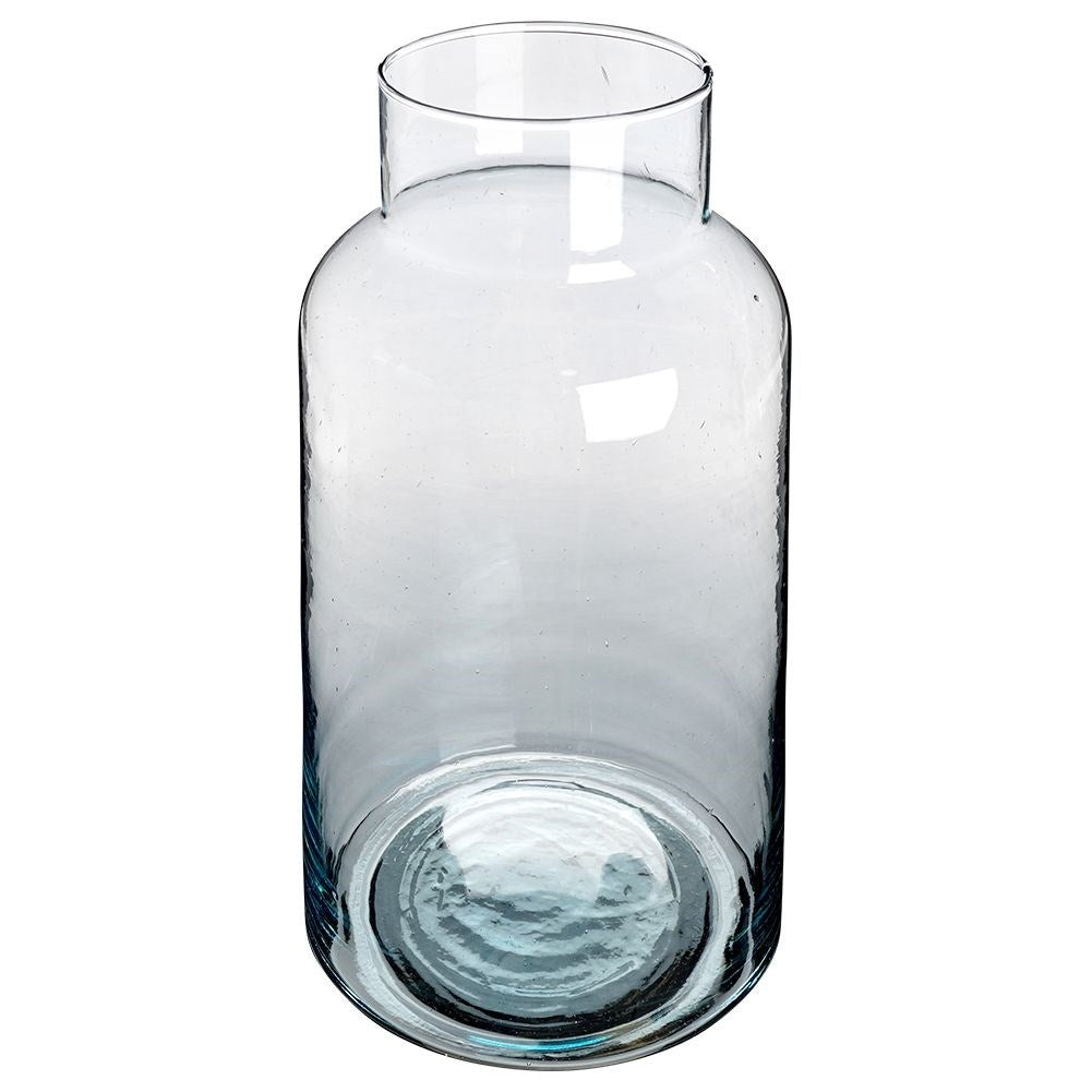Recycled blue glass vase for fresh and artificial flowers