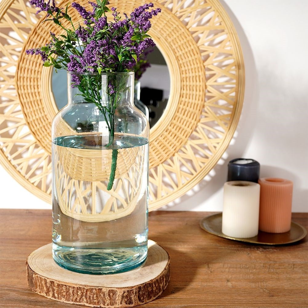 Recycled blue glass vase for fresh and artificial flowers