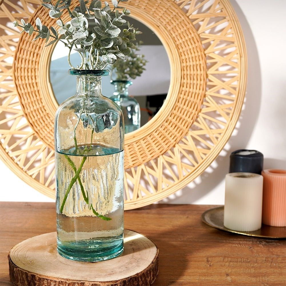 Recycled blue glass vase for fresh and artificial flowers