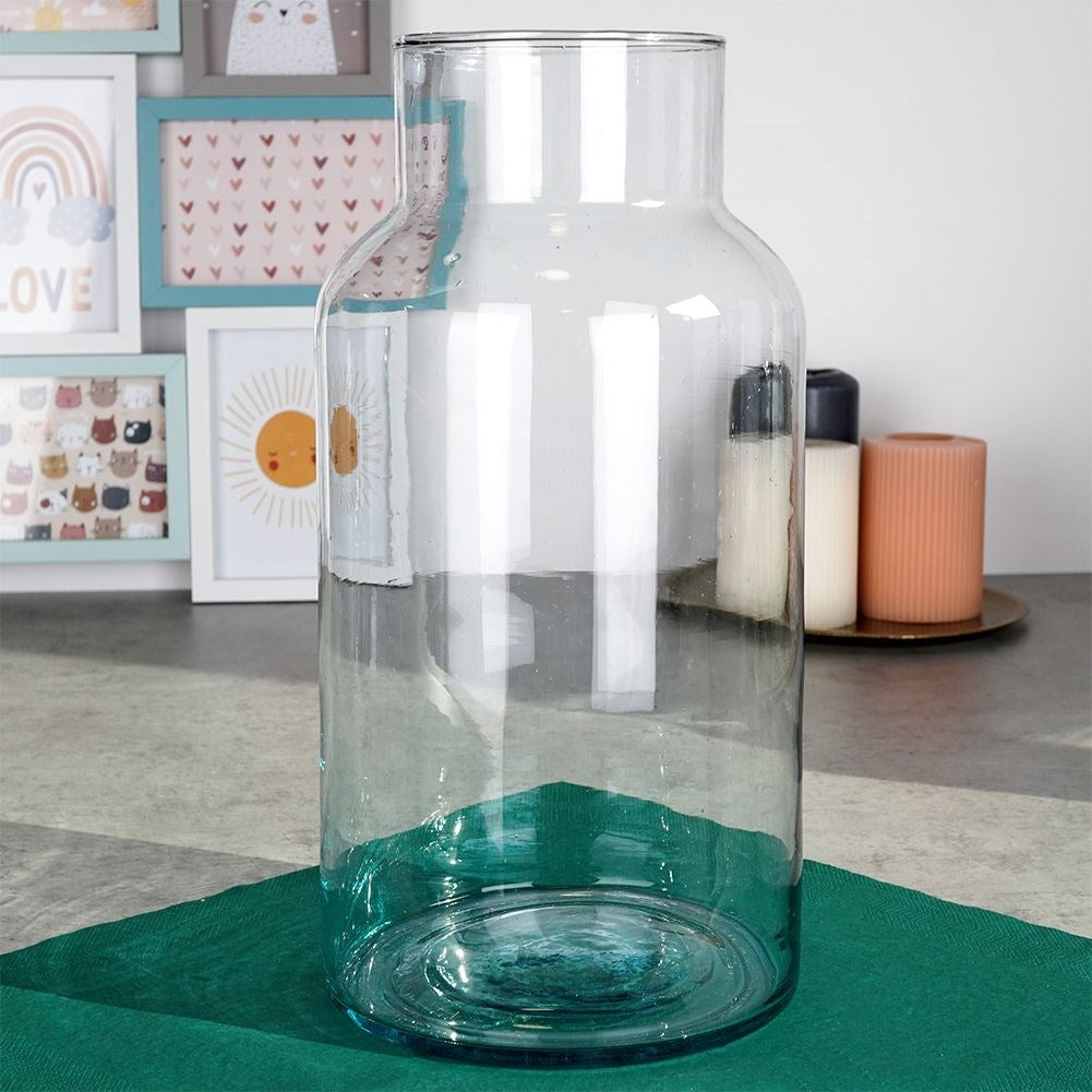 Recycled blue glass vase for fresh and artificial flowers