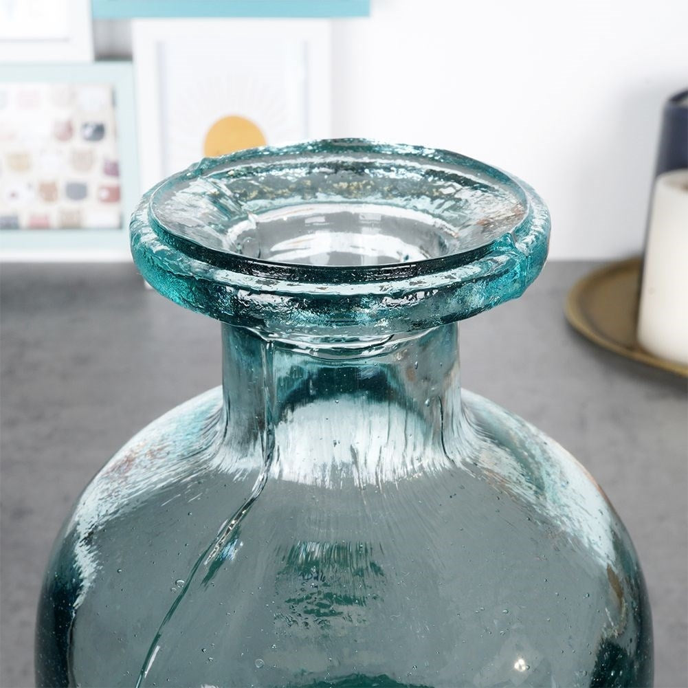 Recycled blue glass vase for fresh and artificial flowers