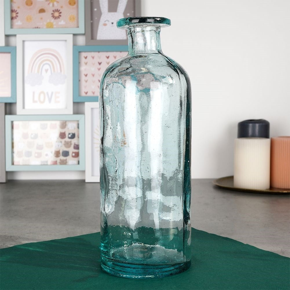 Recycled blue glass vase for fresh and artificial flowers